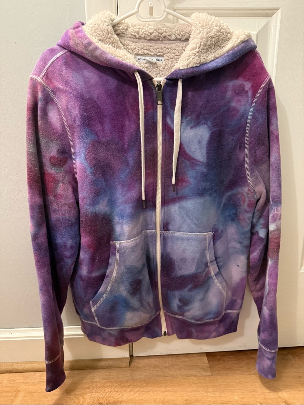 Amazon Essentials Purple Tie-Dye Sherpa-Lined Zip Hoodie